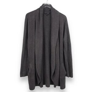 Barefoot Dreams CozyChic Lite Circle Cardigan L/XL Open Front Shawl Collar Grey